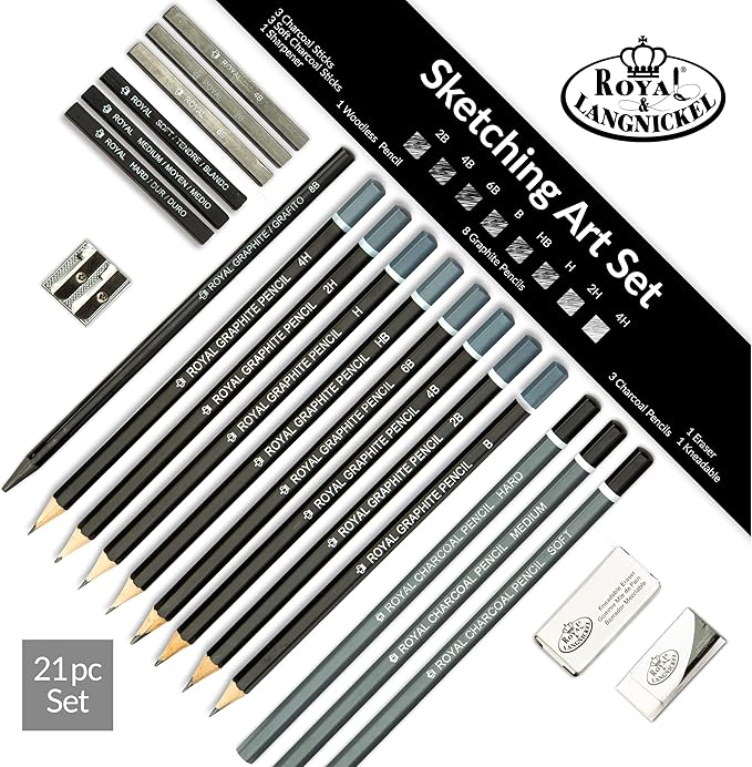 Royal & Langnickel RART-200 Essentials Sketching Pencil Set, 21-Piece