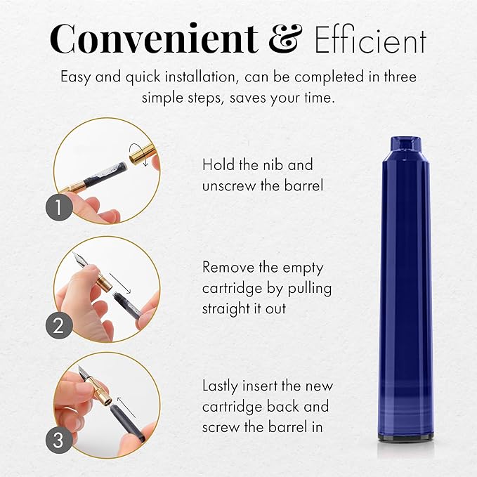 SCRIVI PENS Fountain Pen Ink Refills - Set of 30 Black & Blue Ink Cartridges - International Standard Size - Length APPR 2.04 Inch - Base Diameter APPR 0.24 Inch - Disposable and Generic