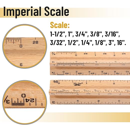 Mr. Pen- Architectural Scale Ruler, 12 Inch, 2 Pack, Wooden Architecture Ruler, Scale Ruler for Blueprints, Architect Ruler, Imperial Scale Drafting Ruler, Architect Ruler for Scale Drawing