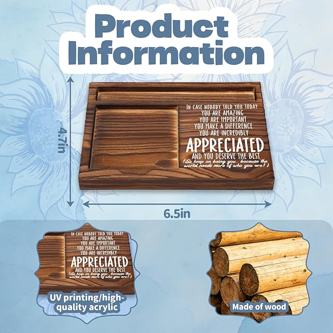 FOUGSTA Appreciation Gifts for Women, New Job Gifts for Women, Inspirational Office Decor Gift for Woman,Wooden Notepad Pen Holder With Inspirational Quotes,16.5 x 12 x 1.5 cm,XXN3