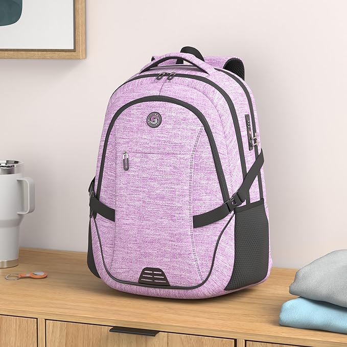 SHRRADOO Anti Theft Laptop Backpack Travel Backpacks with Combination Lock for Women Men College Backpack Computer Bag Fits 17 Inch Laptop,Purple | Travel Backpacks, usb Charging Port, College Backpack, Computer Bag