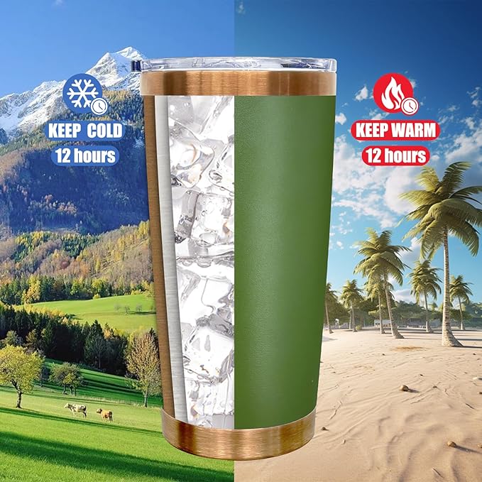 20 oz Tumbler Bulk 12 Pack Stainless Steel Tumblers with Lids and Straws, Double Wall Vacuum Insulated Travel Coffee Mug for Laser Engrave, Powder Coated Cups Hot and Cold Drinks (Army Green,12 pack)