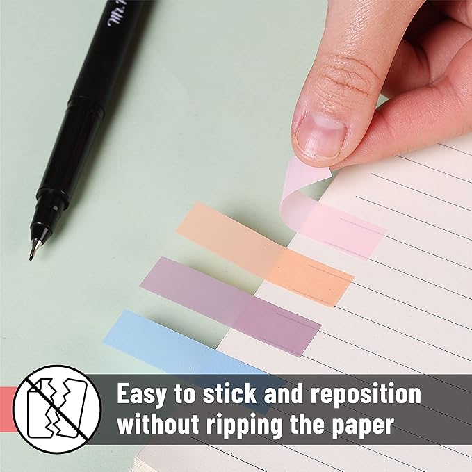 Mr. Pen- Colorful Sticky Tabs, 1600 pcs, Translucent Page Markers, Water-Resistant Book Tabs for Annotating, Bible Study, Planning, Indexing & Document Organization