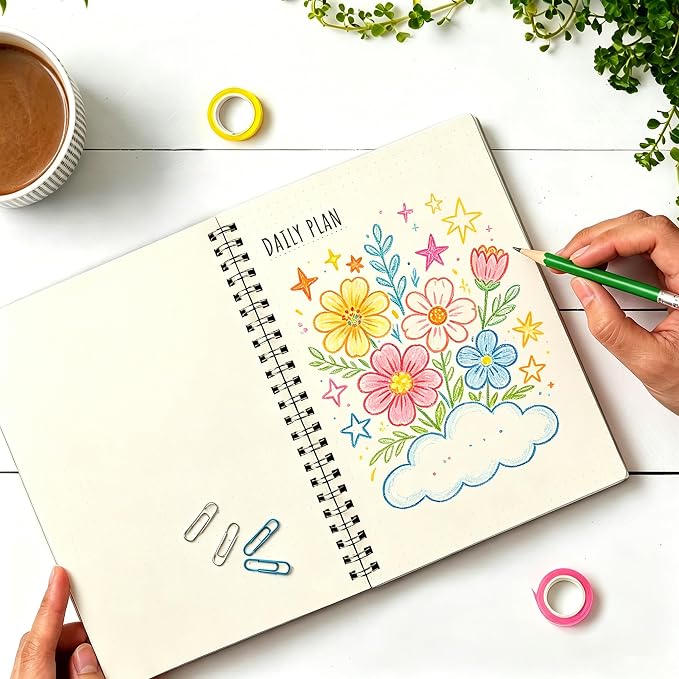 Smilo Blank Journal Notebook, A5 (5.7" x 8.3"), 80 Sheets - 160 Pages