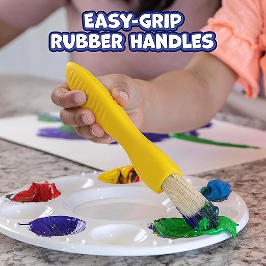 Ready 2 Learn - CE-6675 Ready 2 Learn Triangle Grip Paint Brushes - Set of 6-18m+ - Easy to Grip Paint Brushes for 2, 3 and 4 Year Olds - Encourage Writing Grip
