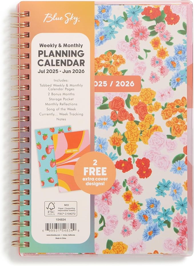 Blue Sky Gen Z 2025-2026 Weekly and Monthly Academic Year Planner Calendar, July 2025 - June 2026, 5" x 8", Flexible Interchangeable Cover, Wirebound, Laminated Tabs, Storage Pocket, Gladys
