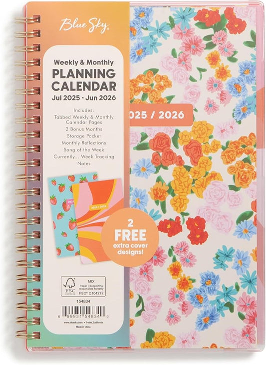 Blue Sky Gen Z 2025-2026 Weekly and Monthly Academic Year Planner Calendar, July 2025 - June 2026, 5" x 8", Flexible Interchangeable Cover, Wirebound, Laminated Tabs, Storage Pocket, Gladys