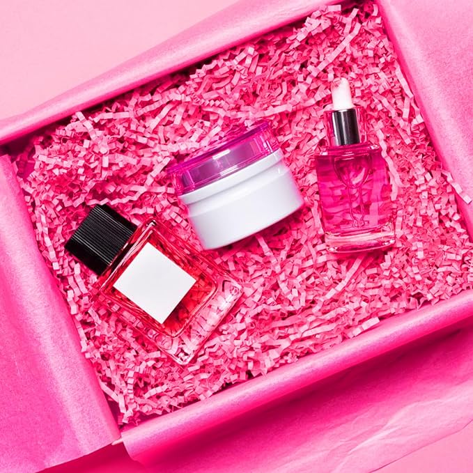 ZEBMOON 1 LB Hot Pink Crinkle Cut Paper Shred Filler Great for Gift Wrapping, Basket Filling, Birthday, Wedding, Halloween, Thanksgiving, Christmas Day, New Year Party Decorations Filling Supplies