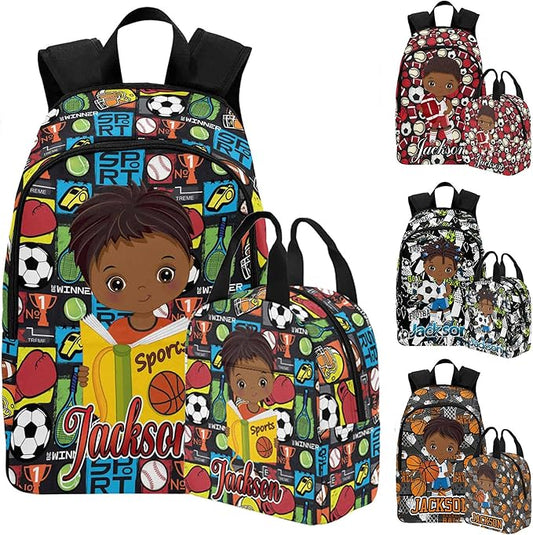M YESCUSTOM Custom School Backpack for Boys, Personalized Name Boys Bookbag Elementary Sport School Bags Travel Laptop Back Pack Casual Daypacks