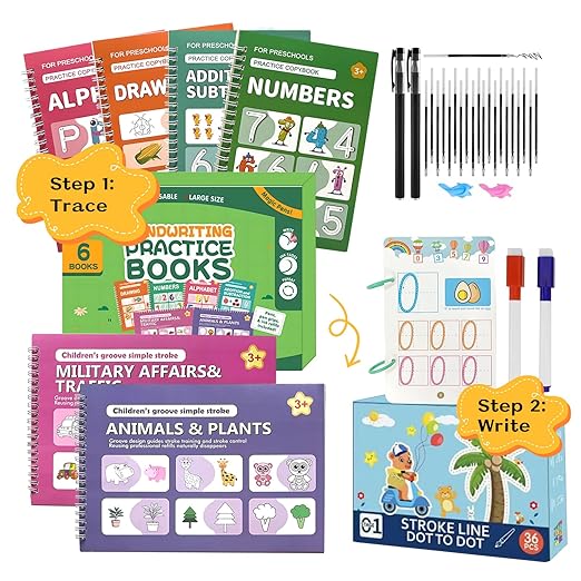 Preschool Learning Activities,Reusable Grooved Handwriting Workbook for Kids,Letter Tracing Books for Kids Ages 3-5, Busy Book Educational Gift