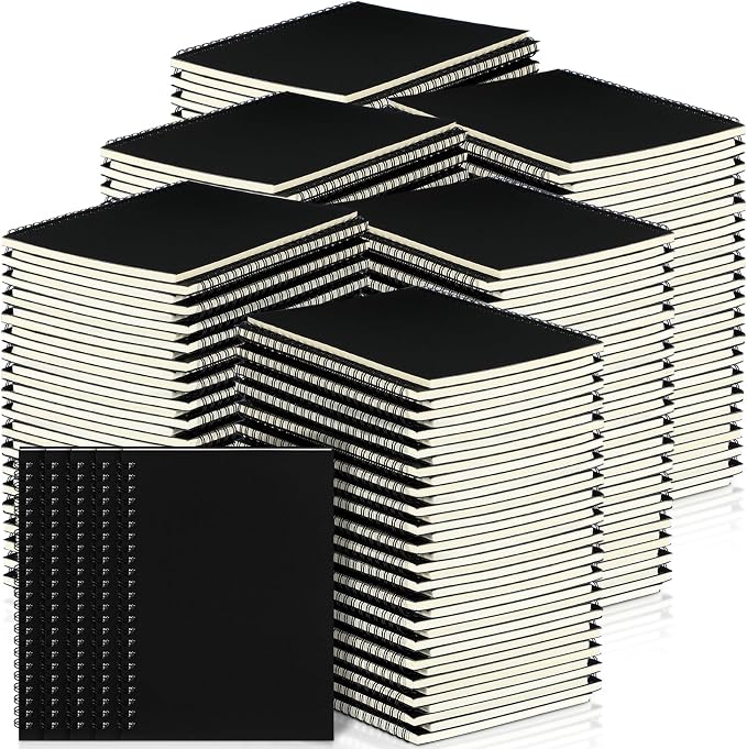 Yahenda 180 Pcs Spiral Notebooks, 1 Subject, Wide Ruled, Black