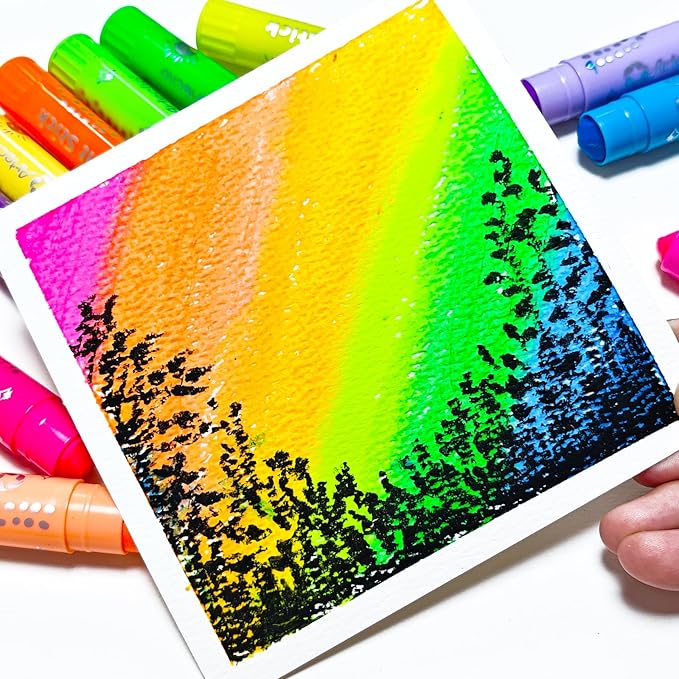 Artecho Tempera Paint Sticks, 12 Neon Colors Washable Paint Sticks