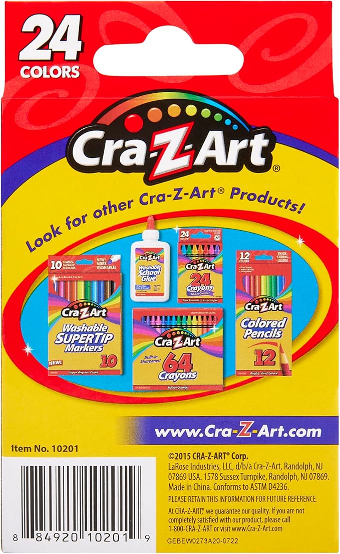 Cra-Z-Art Crayons, Bulk Pack, 24 Count, 6 Packs of Crayons, Bulk School Supplies for Classroom, Back to School Essentials
