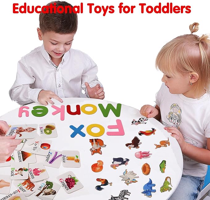 Craftstory 130 Pcs Alphabet Learning Toys Letters-Felt Montessori Board for Toddlers with Flashcards Preschool Spelling Vocabulary Activities Educational Toys for 3 Year Old