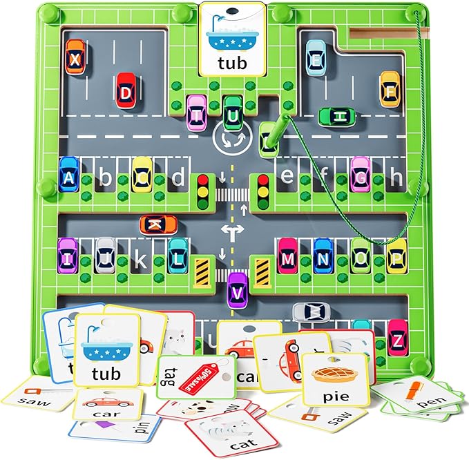 zhiwuzhu 2 in 1 Magnetic Color and Number Maze, Wooden Montessori Preschool Learning Toy, Fine Motor Skills Brain Game, Portable Travel Toy, Ideal Birthday for Toddlers 3-5 Year Old Boys Girls