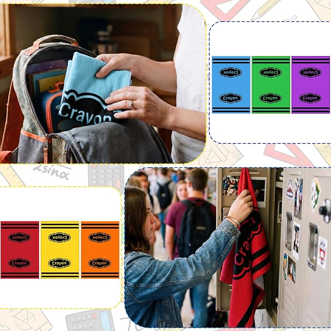 Frienda 6 Pcs Back to School Teacher Gift Kitchen Dish Towels 16x24'' First Day of School Classroom Decor Crayon Pencil Composition Notebook Decorative Hand Towel for Classroom Party Favor (Crayon)