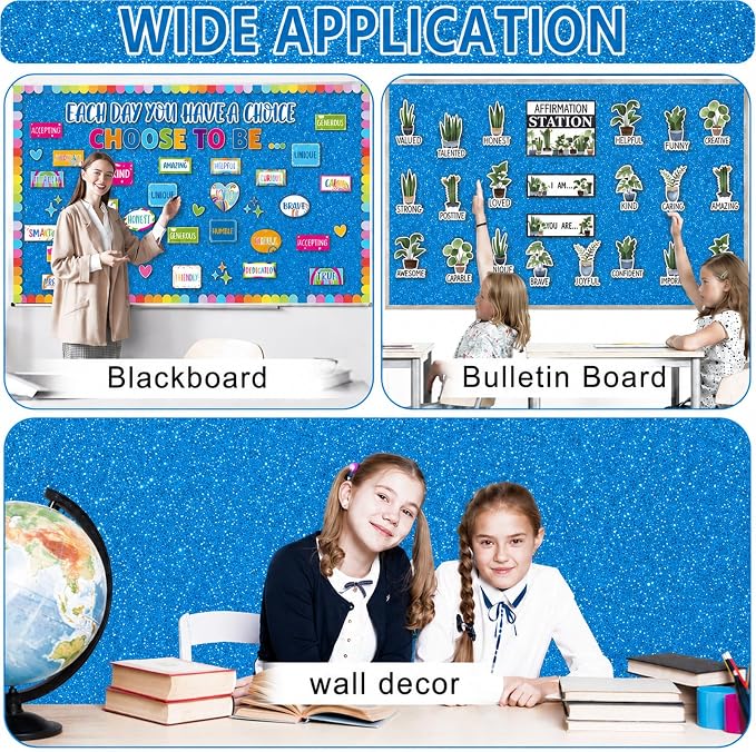 Glitter Dark Blue Bulletin Board Roll Non-Woven Fabric Poster 15.7" x12ft