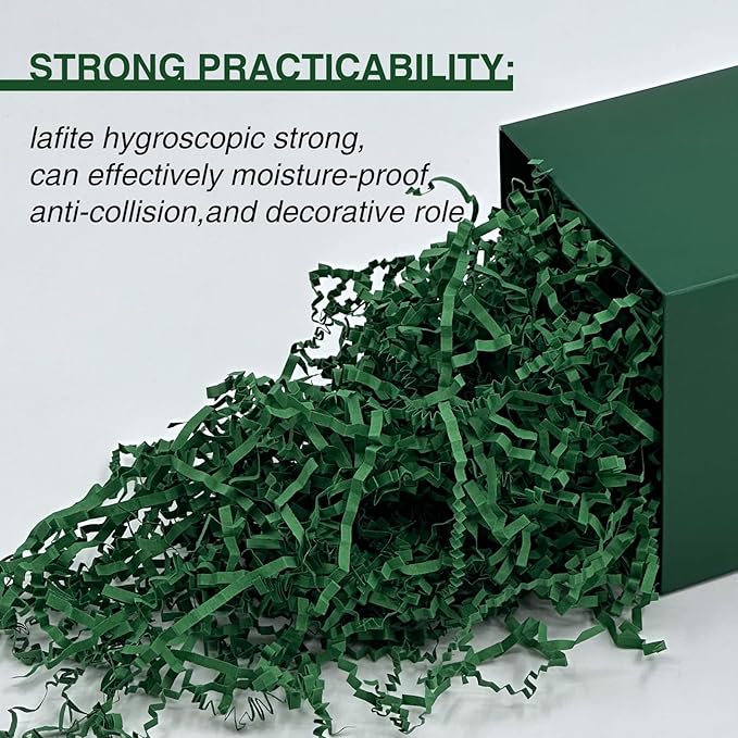 1LB Crinkle Cut Paper Shred Filler for Gift Box Bag and Basket On Holidays(Green)