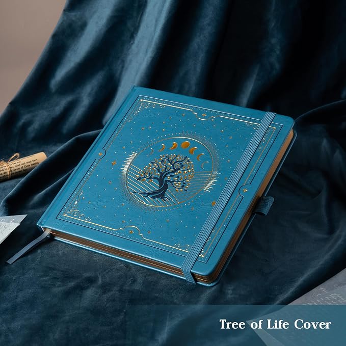 TIEFOSSI Tree of Life Journal, Square Dotted Journal for Women Men, Dot Aesthetic Notebook with 160 Numbered Pages, Hardcover Vegan Leather Journals with Bookmark, 160 GSM Thick Paper, 8 x 8 IN