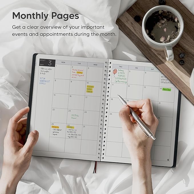 Academic Planner 2026-2027 - Hourly 2026-2027 Planner Weekly and Monthly - Appointment Book with Flexible Cover, Twin-Wire Binding - Simple Design for Productivity. June 2026 - July 2027. 6.5 x 8.5
