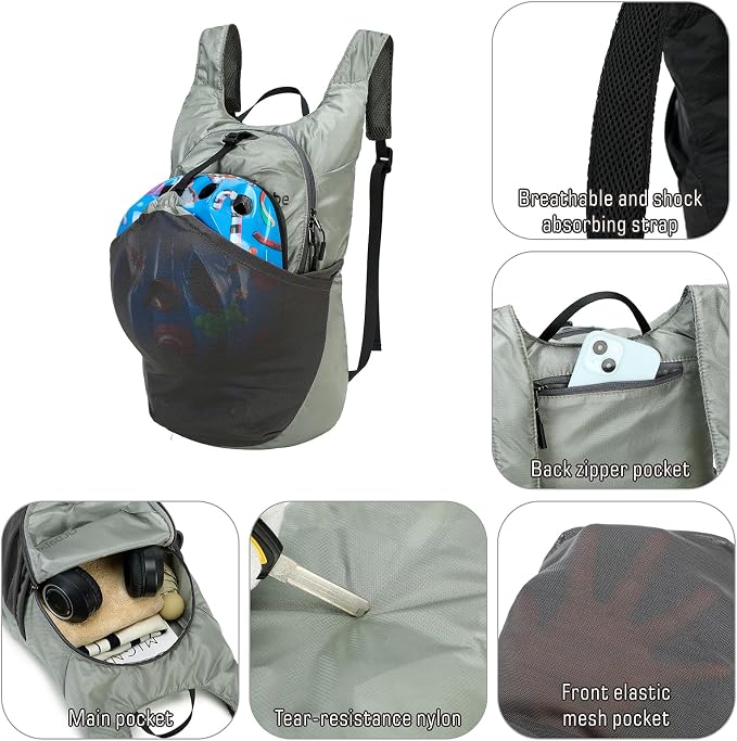 Ultra Lightweight Foldable Backpack,Water Resistant Small Packable Hiking Daypack Outdoor Camping Travel Bag