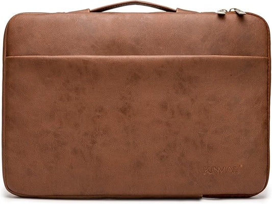 Kinmac 360 Degree Protective Laptop Sleeve Case Bag with Handle for MacBook Air 15 inch and 15 inch-15.6 inch HP Lenovo Dell ASUS Acer Laptop (Coffee PU)