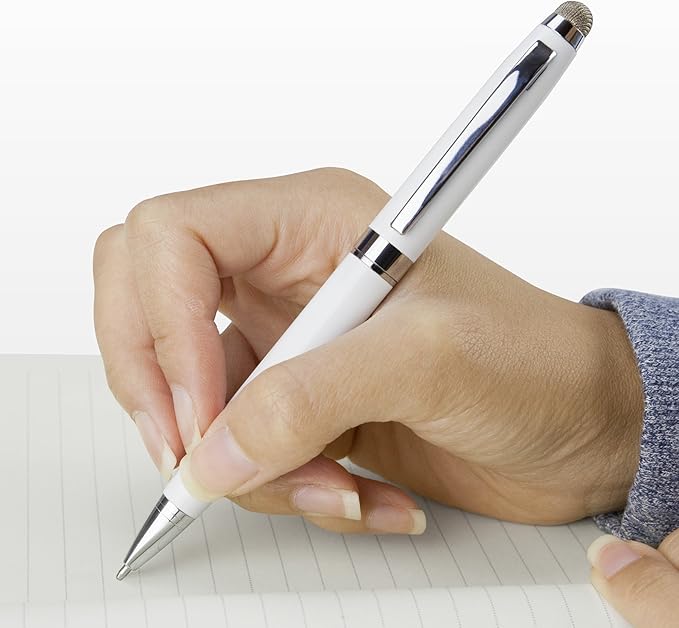 BoxWave Stylus Pen Compatible with Boogie Board Blackboard Smart Scan Reusable Notebook - EverTouch Meritus Capacitive Styra, Capacitive Stylus with Rollerball Pen - Jet Black