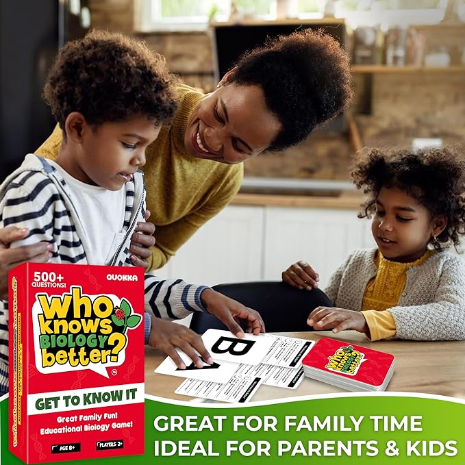 Board Games for Kids 8-12 – Family Card Games for Kids and Adults – Biology Trivia Cards for Family Game Night – Who Knows Biology Better – 500+ Questions – Fun Card Game for Families and Teens