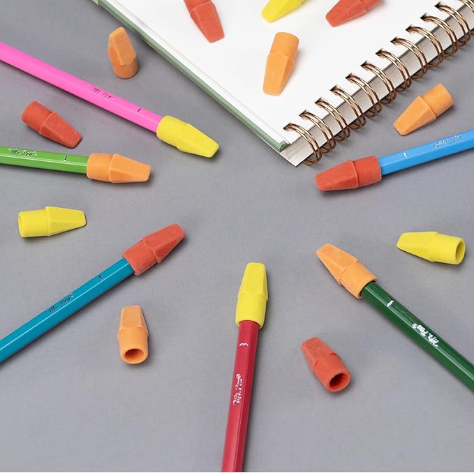 Mr. Pen- Pencil Top Erasers, 30 Pack, Latex-Free, No-Smudge Cap Pencil Erasers for Precise Erasing, Kids, Teachers, Studying Supplies, Sunset Scheme