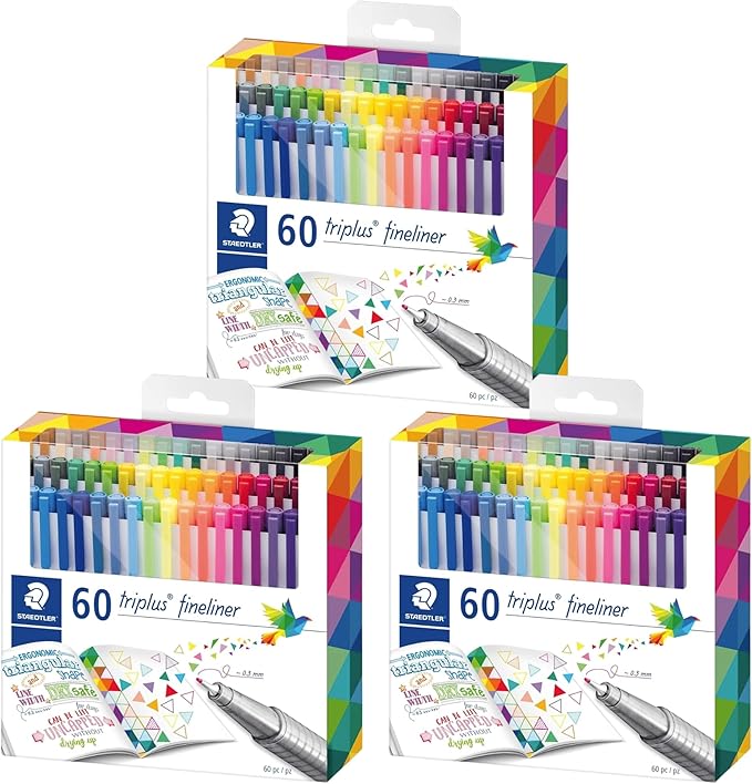 STAEDTLER 3 Pack - Fineliner triplus 60 (3 sets of 60 pcs), 180 Count