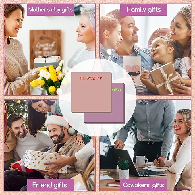 Yinder 24 Pcs Inspirational Sticky Notes Cute Motivational Sticky Notes Pad End of Year Employee Appreciation Gifts Bulk for Teacher Nurse Coworkers Office Supplies 3 x 3''(Motivational,Morandi Color)