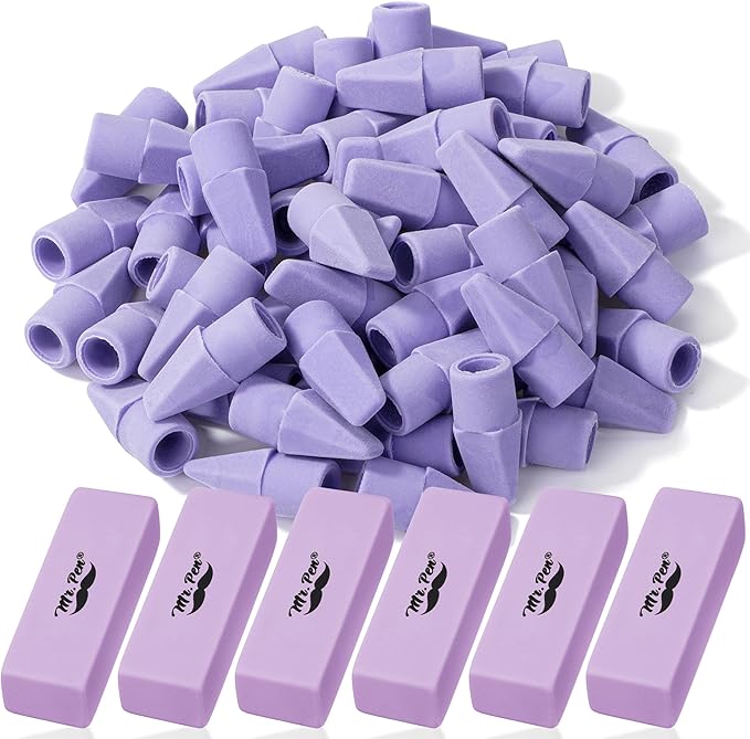 Mr. Pen- School Eraser Combination Set, 66 Pack, Purple, Latex Free Erasers for School, Office, Art Sketching, Homework, Exams, Clean Smudge-Free Correction