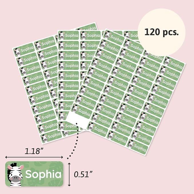 Iron-On Name Labels & Clothing Labels for Nursing Home (120) – Iron On Name Tags & Name Labels for Clothing & Clothes, School & Daycare – Waterproof - Exotic Animals