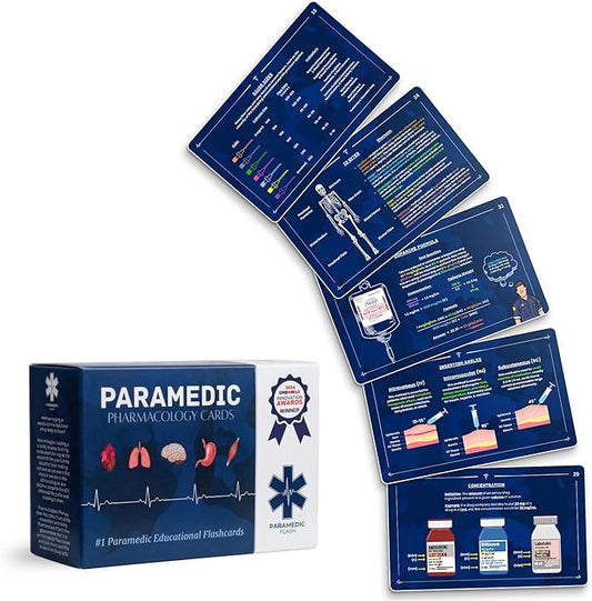 Paramedic Flash EMT & Pharmacology Paramedic Flashcards - Drug Study Pocket Guide Flash Cards with Dosage Formulas, IV Gauges, Concentrations, Drip Rates, and Med Math for EMS Students