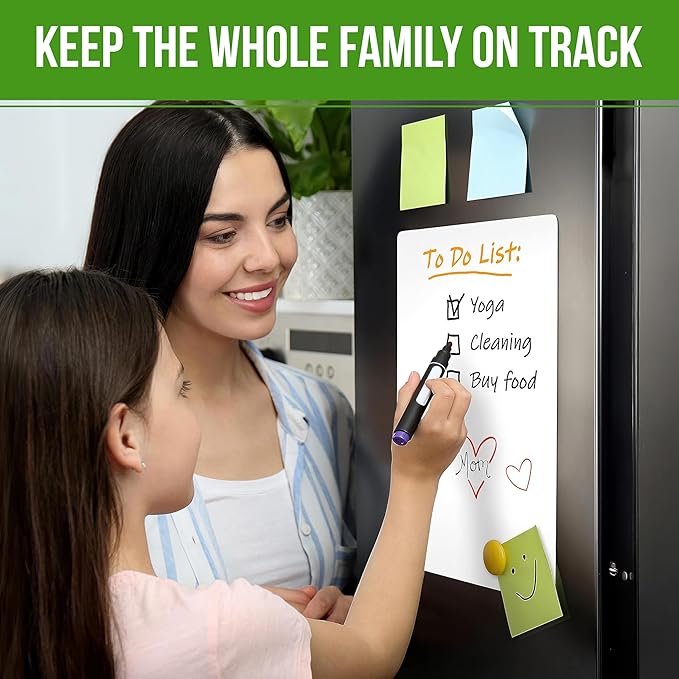 Magnetic Whiteboard for Fridge 8x12 - Dry Erase Board for Refrigerator White Board for Fridge Whiteboard Magnetic Fridges Boards Magnet Whiteboard for Fridges Magnet White Boards
