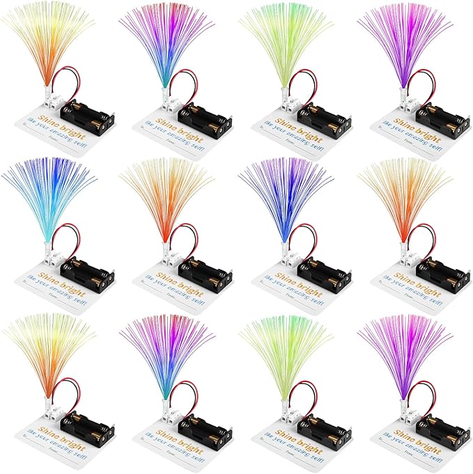 12 Bulk STEM Kits for Kids 8-12 Crafts, Science Projects Classroom Activities, Fiber Optic Light Experiments Craft Kit, Simple Electrical Circuits 4th 5th Grade, STEAM Return Gifts 8 9 10 11 Year Old