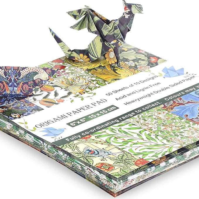 Origami Paper Kit Double Sided 100 Sheets 20 Colors 6 Inch Japanese Chiyo Square Easy Fold Arts Crafts DIY Handwork Origami Papers Bohemia Morris
