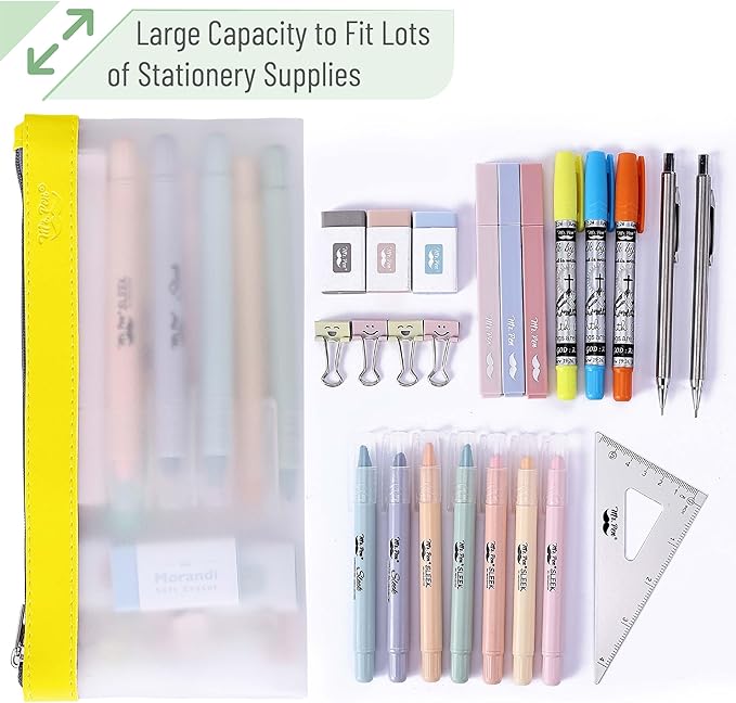 Mr. Pen- Clear Pencil Pouch, 8.50"x4.25", 6 Pack, Durable TPU Material, Medium Water-Resistant Pencil Bags with Smooth Zipper, Multipurpose Clear Pouch for Stationery, School, Office, Travel Supplies