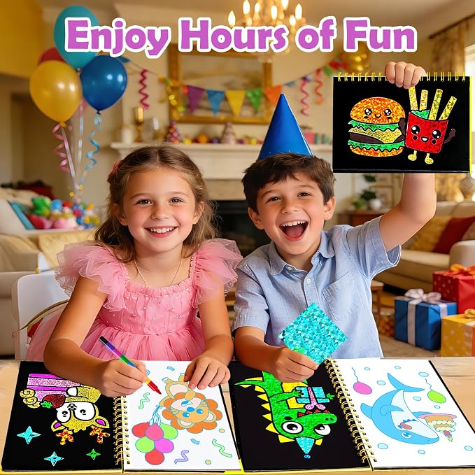 FUNNYB&G Mess-Free Foil Art Craft for Kids Ages 4-10, Kids Birthday Gift