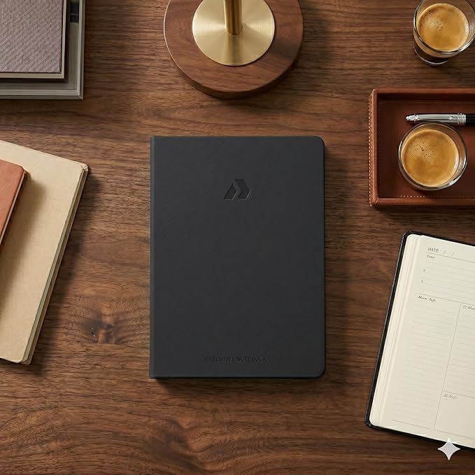 Nextnoid Lined Notebook Journal for Men - 120 GSM Thick Paper - 160 Pages - A5 Hardcover Notebook for Work - Ideal for Writing, Journaling, and Note-Taking (Black)