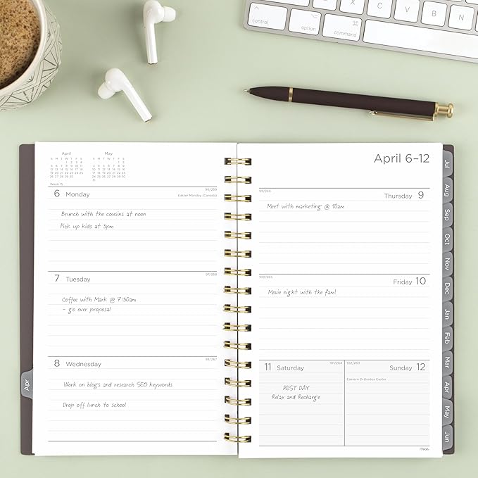 Mead Planner 2026-2027 Weekly & Monthly Academic 15-Month April-June, 5.5" x 8.5", Ground Coffee (CAW42004)