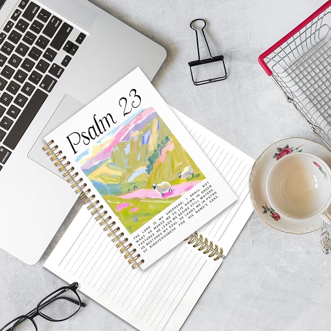 UTELKA Christian Notebook, Boho Journal Spiral Notebook Psalm 23, Church Prayer Notebook Inspirational Gifts Bible Study Journal, Religious Gifts Church Notes Journal for Women 5.5x8.3