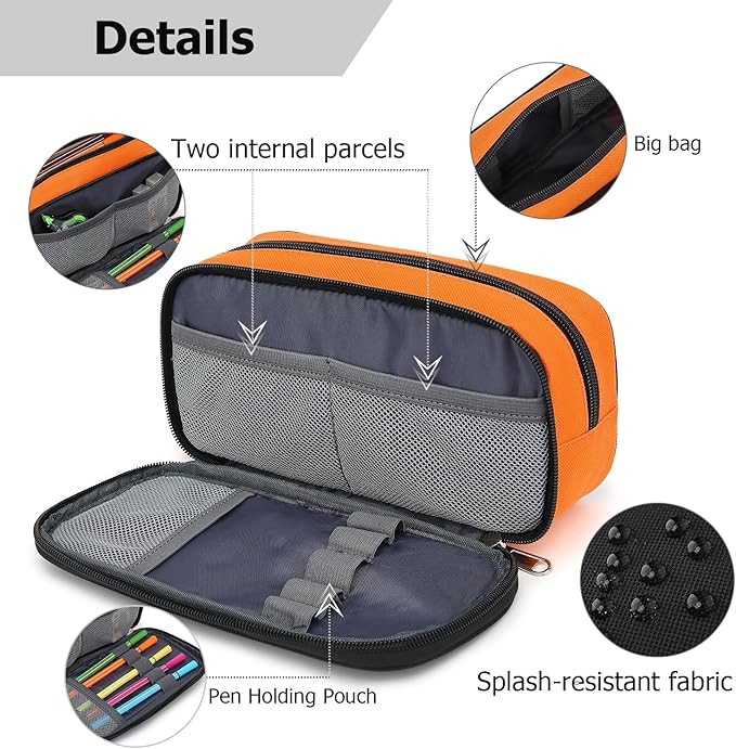 Mountain guest Large Capacity Pencil Case Multi-Slot Pencil Pouch Durable Pencil Box Portable Office Pen Bag with Zipper