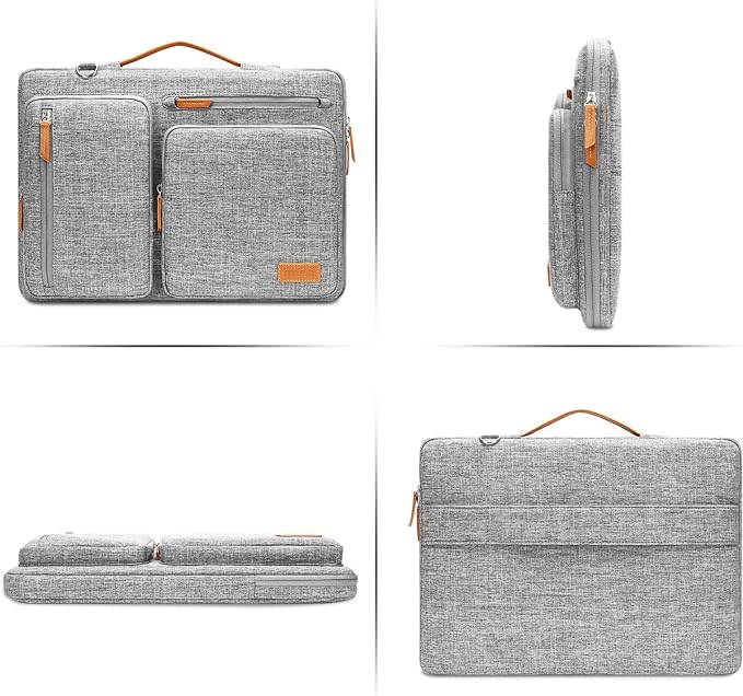 MOSISO 360 Protective Laptop Shoulder Bag,17-17.3 inch Computer Bag Compatible with MacBook, HP, Dell, Lenovo, Asus Notebook,Side Open Messenger Bag with 4 Zipper Pockets&Handle, Gray