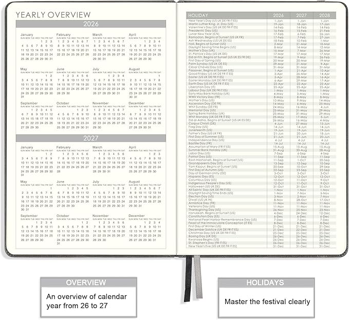 2026-2027 Planner - 5.75" X 8.25", JUL. 2026 - JUN. 2027, 2026-2027 Weekly & Monthly Planner with Calendar Stickers, Premium Thicker Paper, Pen Holder, Inner Pocket and 44 Notes Pages - Gray