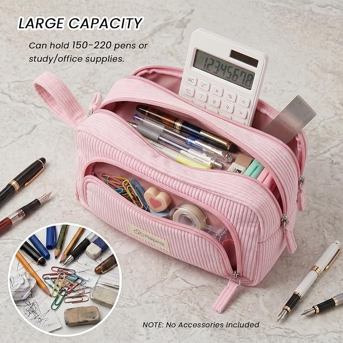 Large Pencil Case Pouch, Soft Corduroy Pen Bag with Zipper, Pencil Organizer, Cute Aesthetic School Supplies for Teen Girls Adults