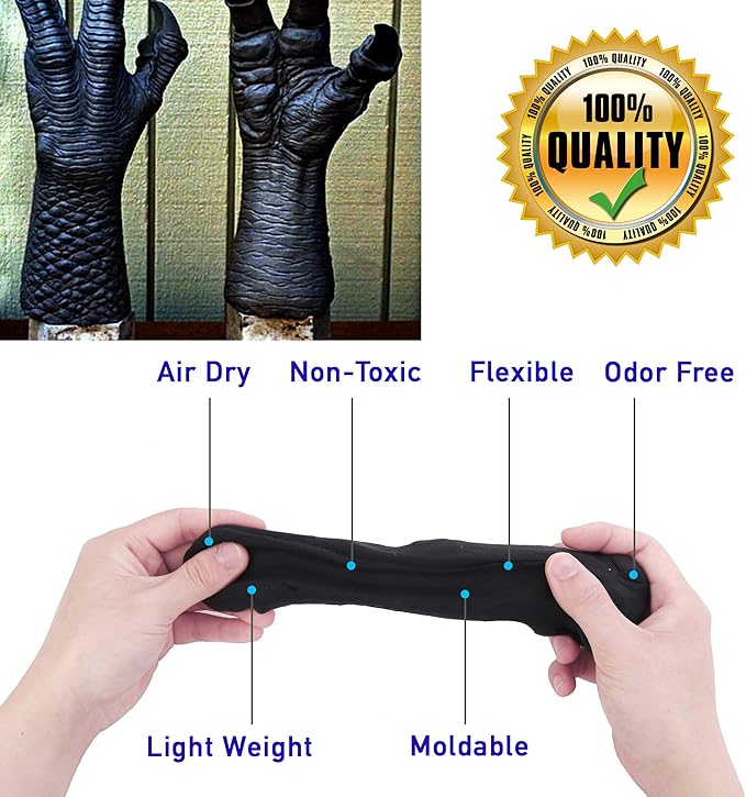 Moldable Cosplay Foam Clay (Black) – High Density and Hiqh Quality for Intricate Designs | Air Dries to Perfection for Cutting with a Knife or Rotary Tool, Sanding or Shaping