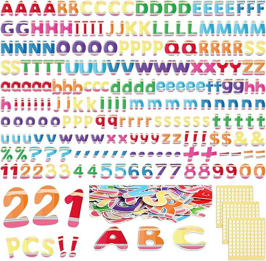 221 Pcs Pencil Bulletin Board Letters, Round Alphabet Number Punctuation Symbol Combo Letter Cutouts, Colorful Classroom Decor for Summer School Classroom Chalkboard Poster Bulletin Board Wall