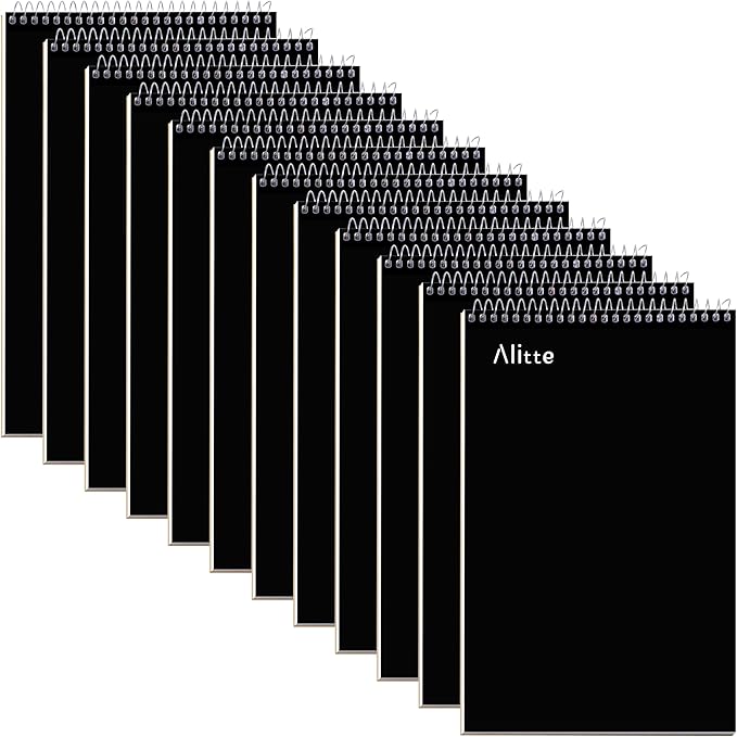 Alitte Steno Pads Spiral 6x9-12 Pack - Gregg Ruled, Perfect for Work, School, and Home Use, Easy Tear-Off Pages, White Paper - No Ink Bleeds - 80 Sheets