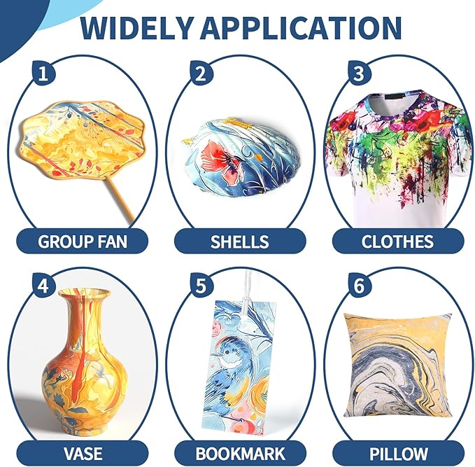 Ci Vetch Water Marbling Paint Kit for Kids, Arts & Crafts, Non-Toxic, Age 3-12, Includes 6 Colors, 10 Sheets, Tools, 12 Shells, 2 Display Boxes